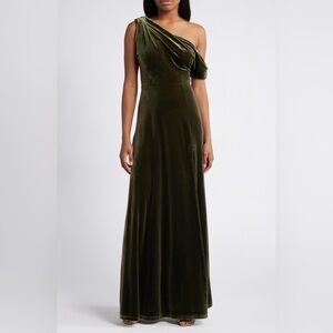 Lulus Coveted Confidence One-Shoulder Velvet Gown